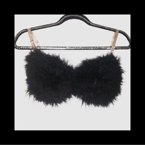 Black Feather Fluffy Bra Rave EDC Costume New All Sizes